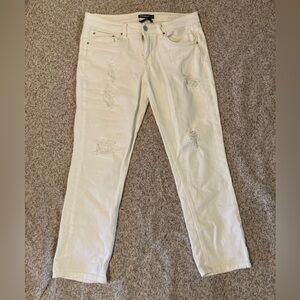 cropped white ripped jeans, size 13